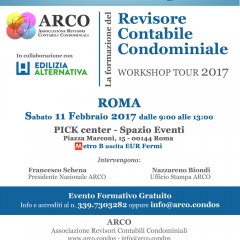 Romana Condomini presenta: Roma 11 Febbraio 2017 – Workshop – La formazione del revisore contabile condominiale